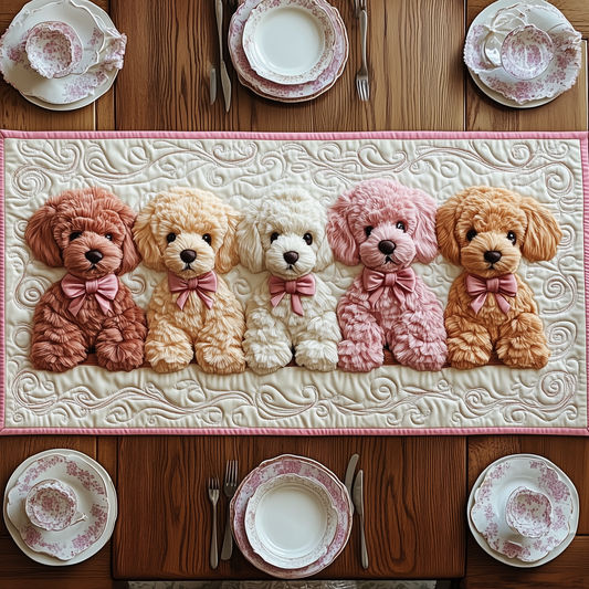 Pinky Adorable Poodle Quilted Table Runner GFTOTP525