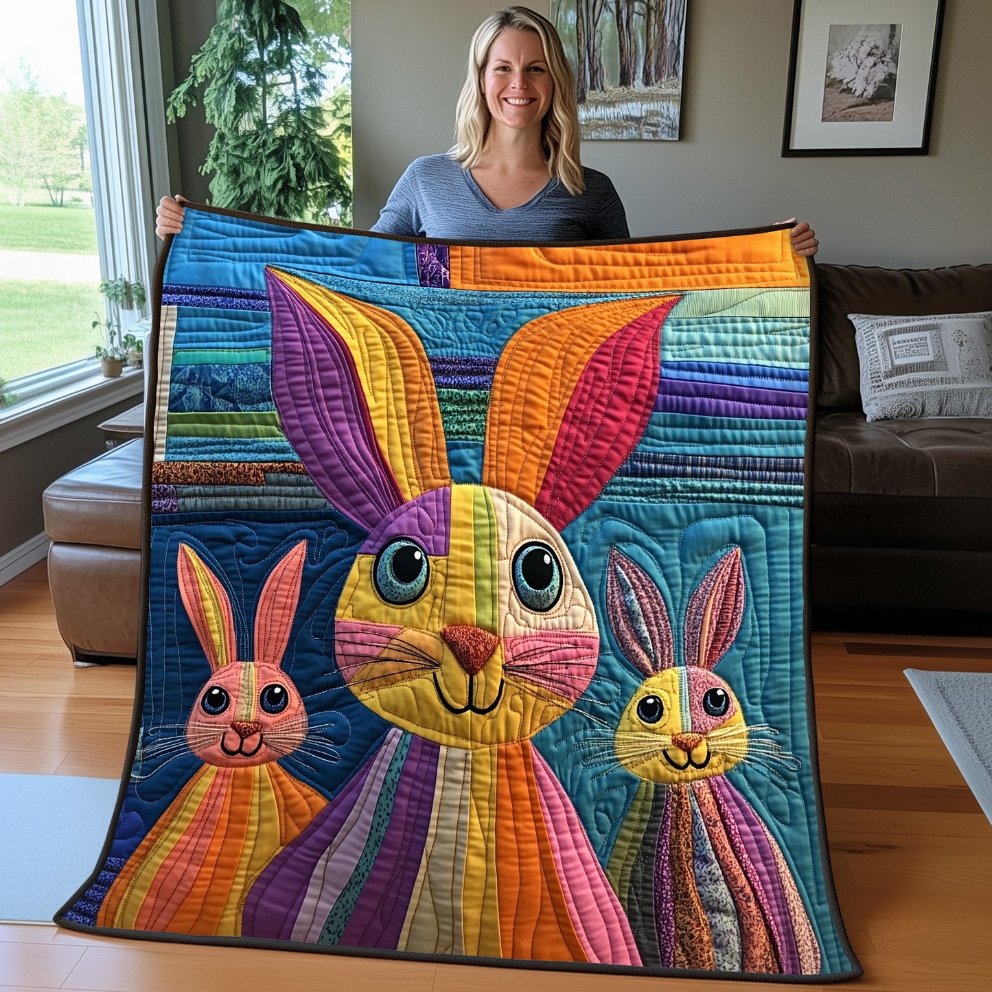 Goofy Rabbit Snuggle Quilted Blanket GFTOTP5346