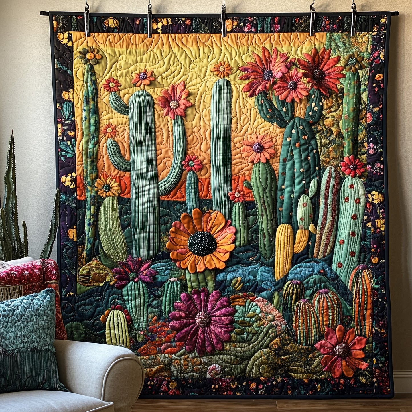 Southwest Cactus Art Quilt Hanging GFTOTP5503