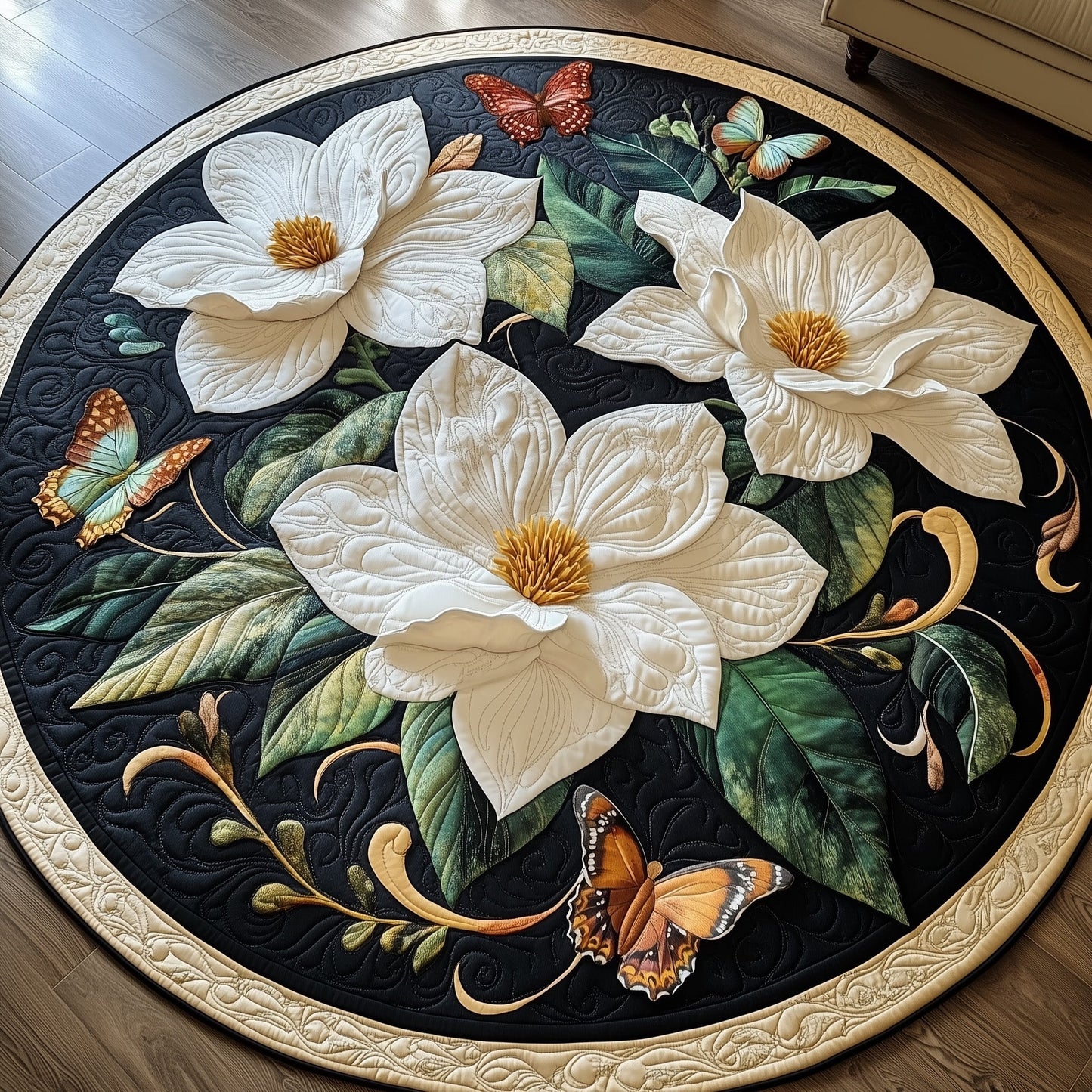 Graceful Magnolia Quilted Round Mat GFTOTP5613