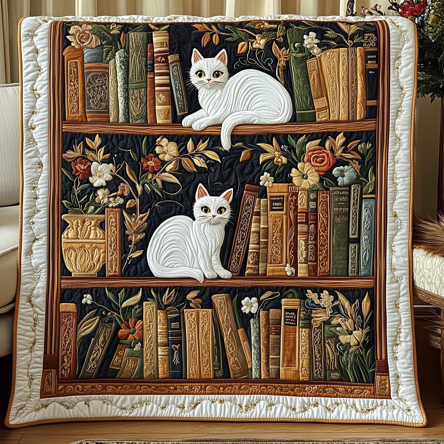 Purrfectly Bookish Quilted Blanket GFTOTP5773