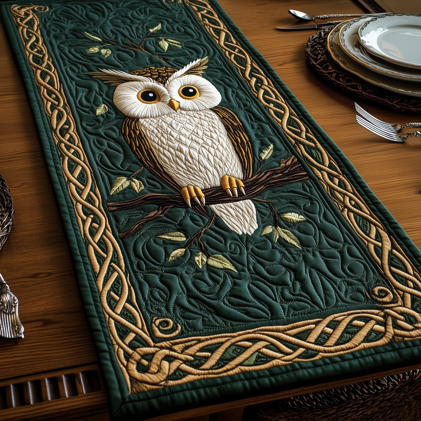 Celtic Wisdom Owl Quilted Table Runner GFTOTP5860
