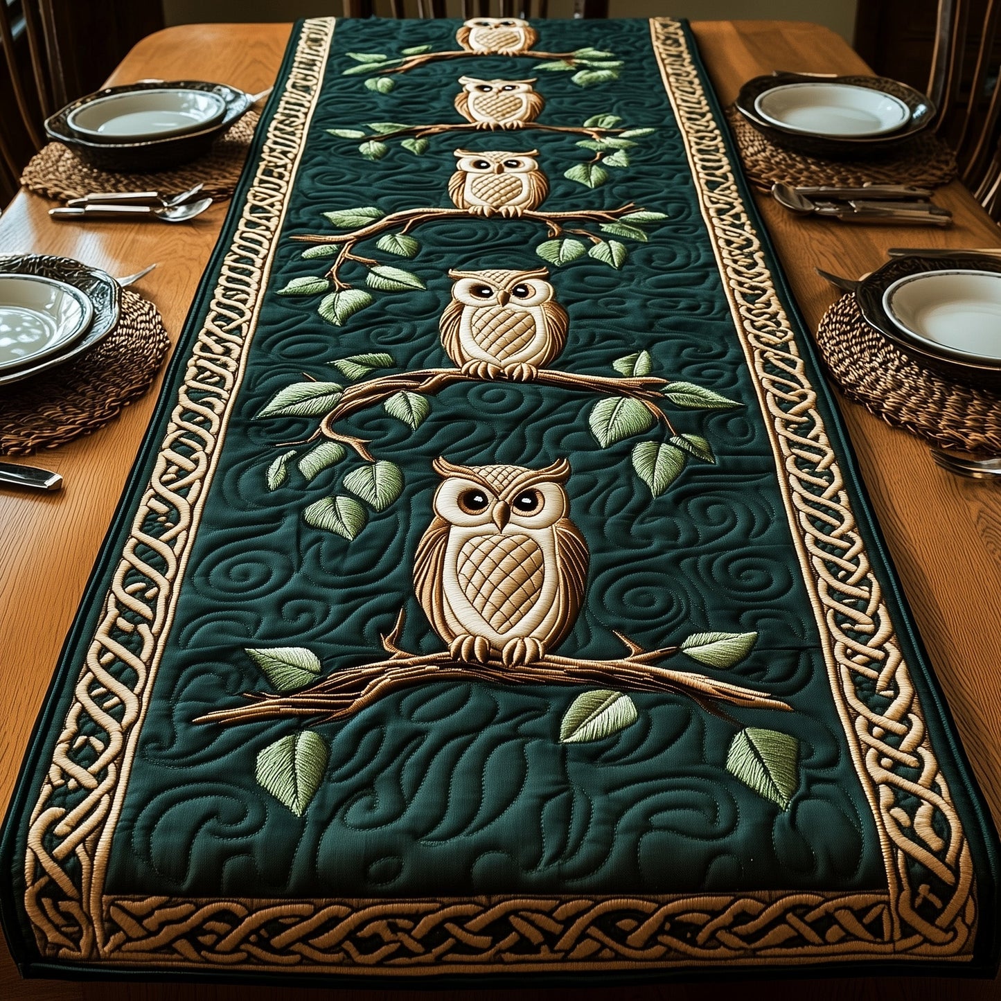 Celtic Wisdom Owl Quilted Table Runner GFTOTP5861