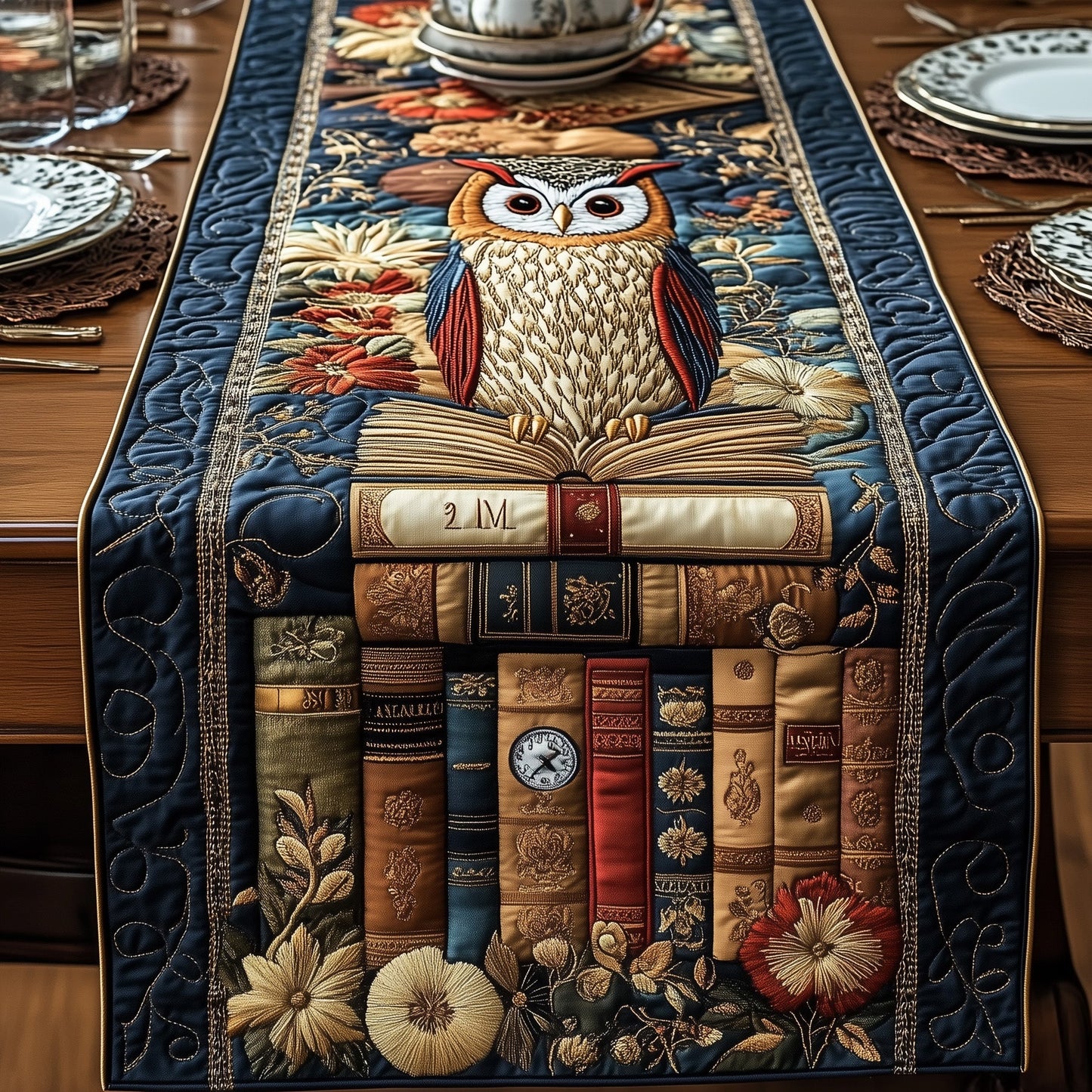 Bookish Owl Haven Quilted Table Runner GFTOTP5869