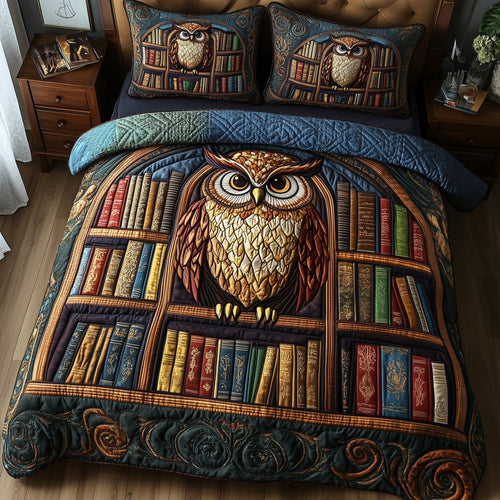 Bookish Owl Haven 3-Piece Quilted Bedding Set GFTOTP5871