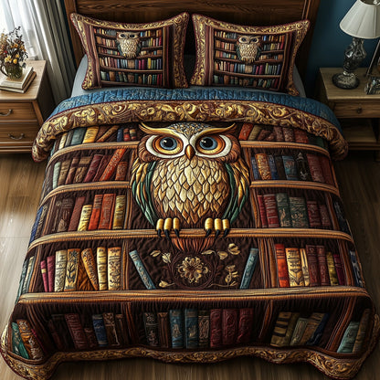 Bookish Owl Haven 3-Piece Quilted Bedding Set GFTOTP5872