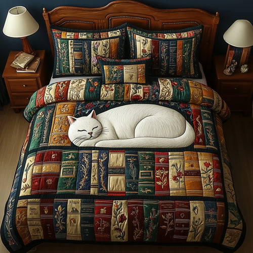 Purrfect Library Retreat 3-Piece Quilted Bedding Set GFTOTP5879