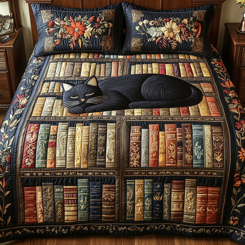 Literary Cat Haven 3-Piece Quilted Bedding Set GFTOTP5887