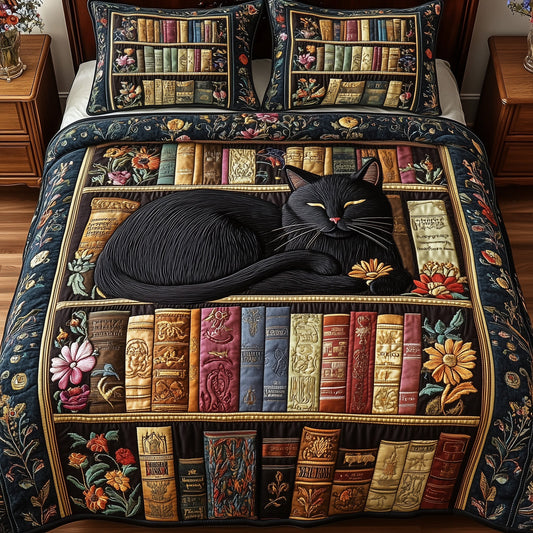 Literary Cat Haven 3-Piece Quilted Bedding Set GFTOTP5888
