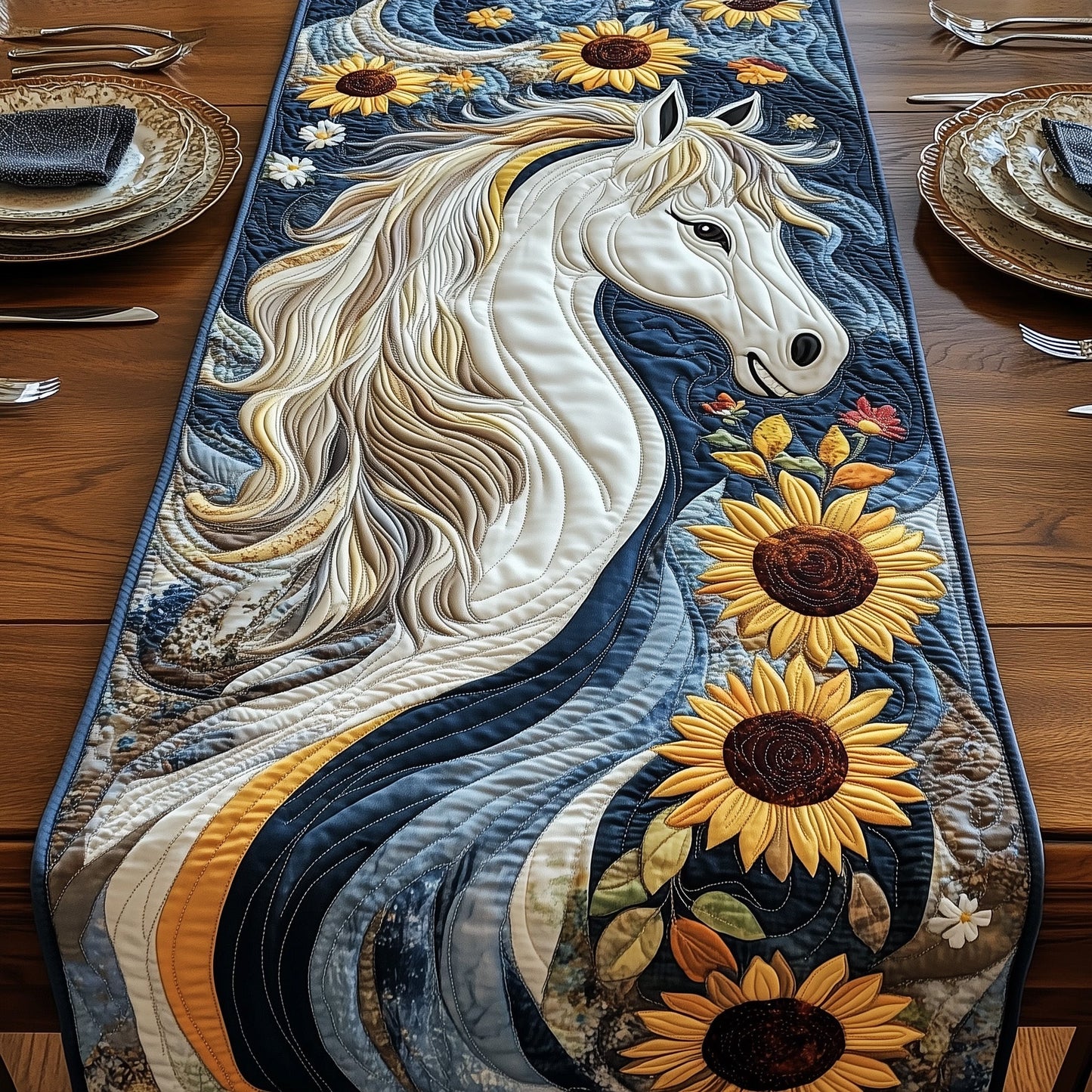 Rustic Stallion Charm Quilted Table Runner GFTOTP5937