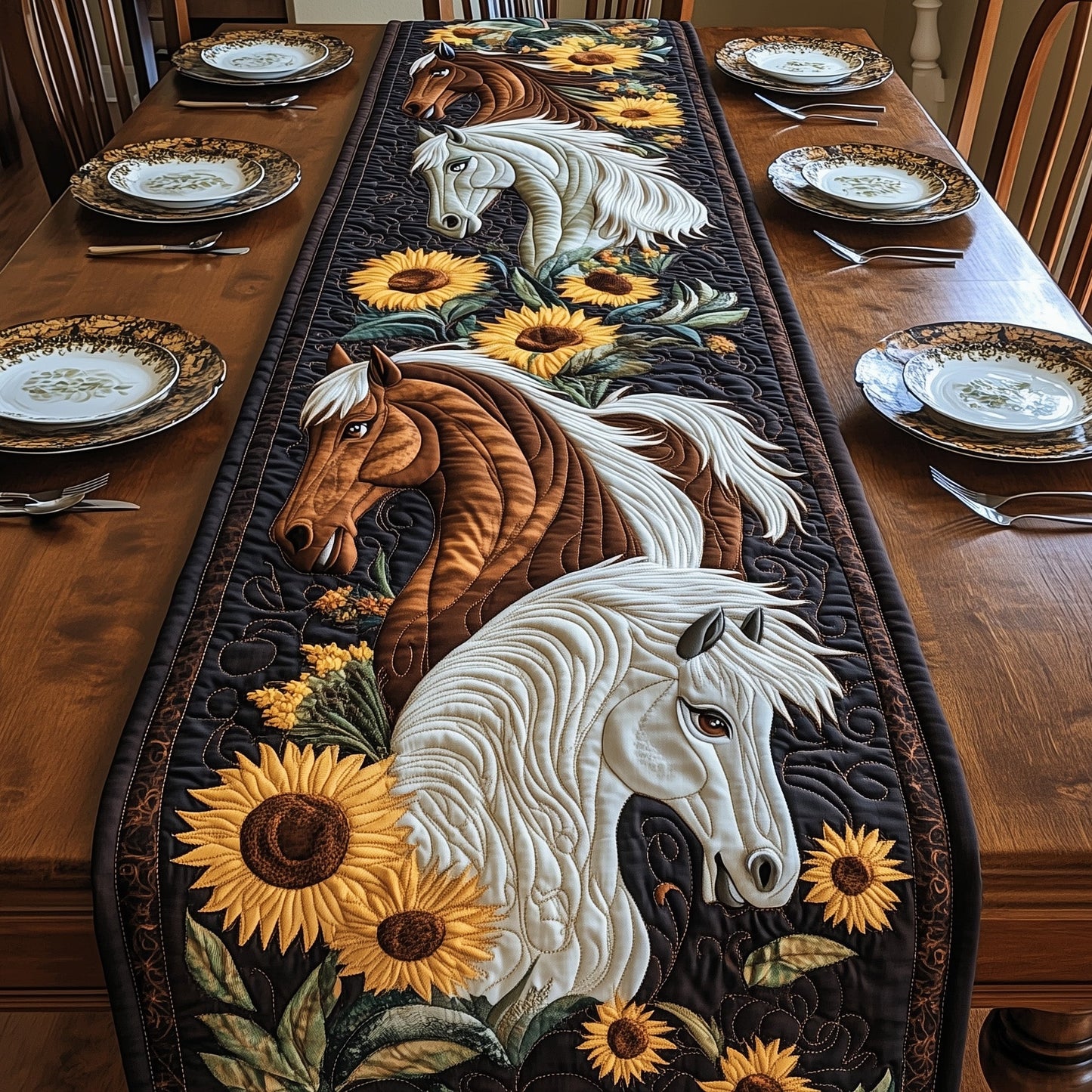 Rustic Stallion Charm Quilted Table Runner GFTOTP5939
