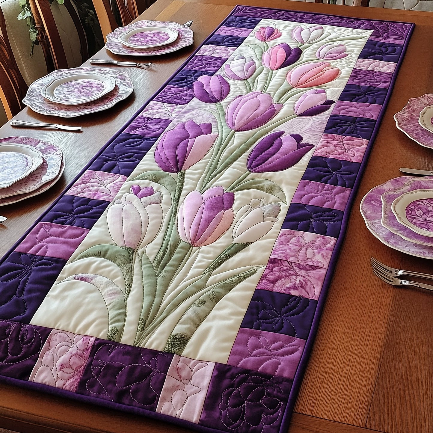 Spring Bloom Tulip Quilted Table Runner GFTOTP5956