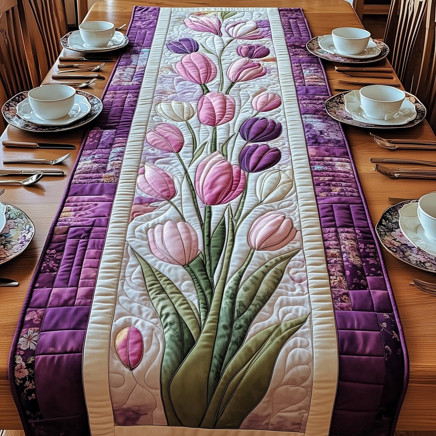 Spring Bloom Tulip Quilted Table Runner GFTOTP5957