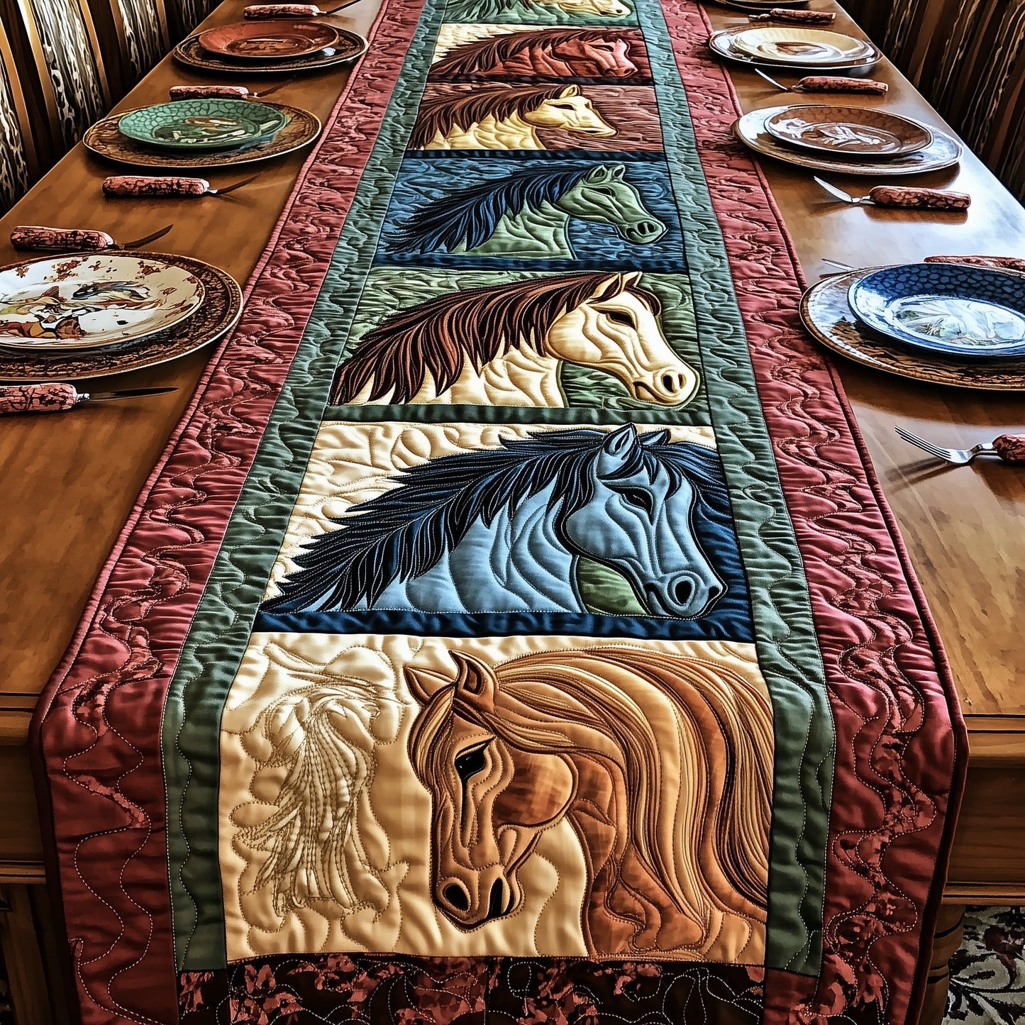 Rustic Stallion Charm Quilted Table Runner GFTOTP5964