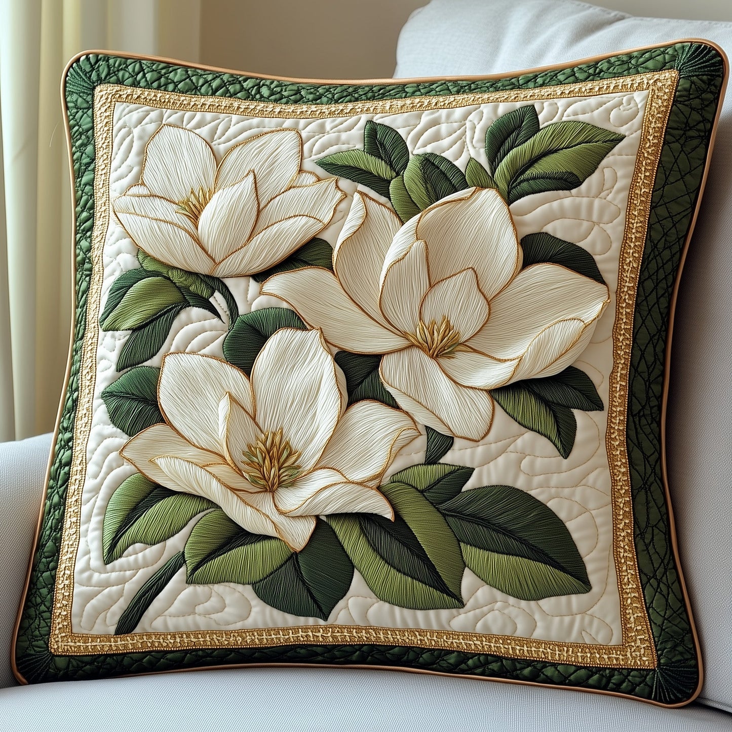 Elegant Magnolia Quilted Pillow Case GFTOTP5991