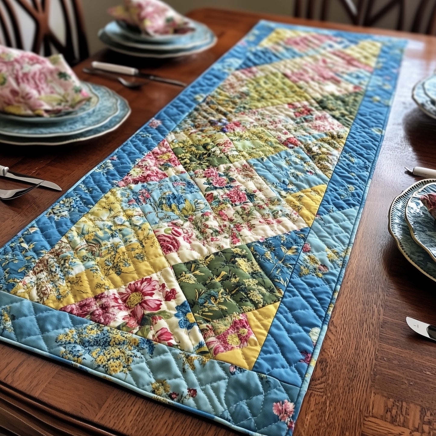 Blossom Patchwork Charm Quilted Table Runner GFTOTP5997