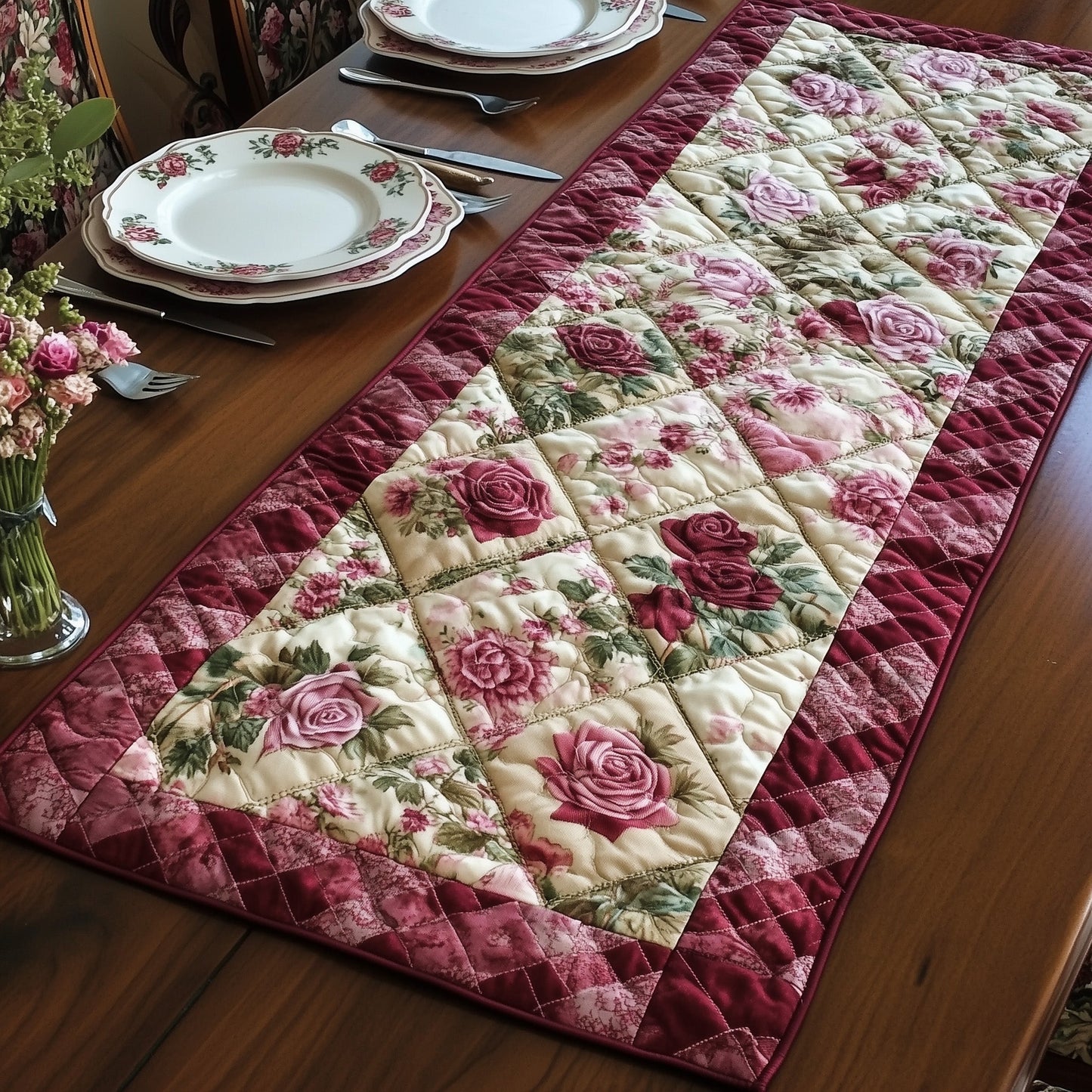 Blossom Patchwork Charm Quilted Table Runner GFTOTP5999