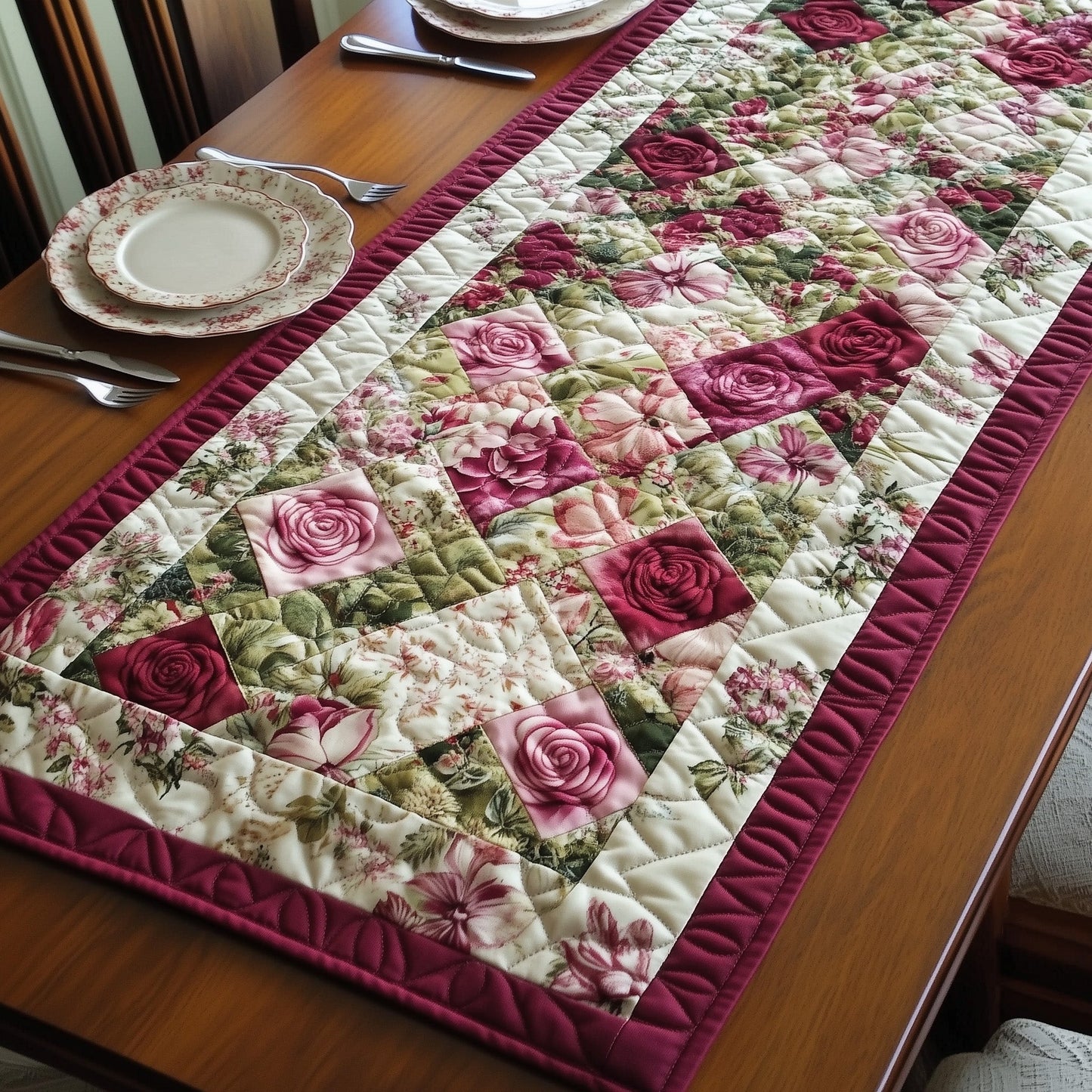 Blossom Patchwork Charm Quilted Table Runner GFTOTP6000