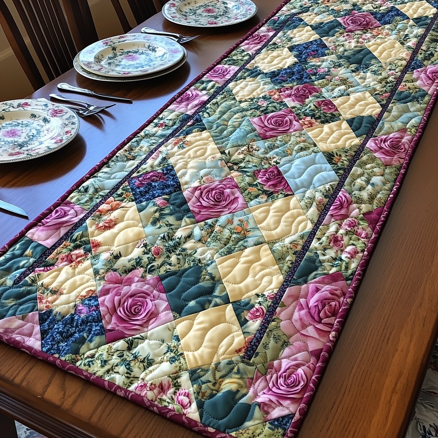 Blossom Patchwork Charm Quilted Table Runner GFTOTP6001