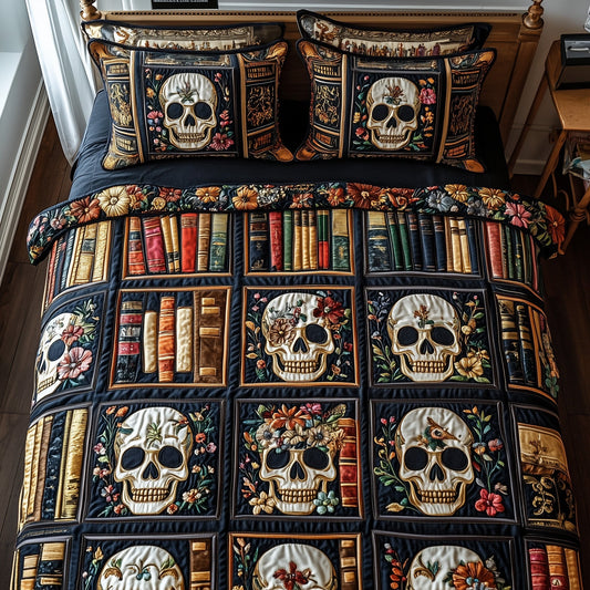 Mystic Skull Library 3-Piece Quilted Bedding Set GFTOTP6002