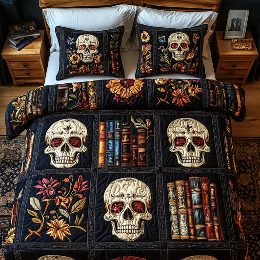 Mystic Skull Library 3-Piece Quilted Bedding Set GFTOTP6005