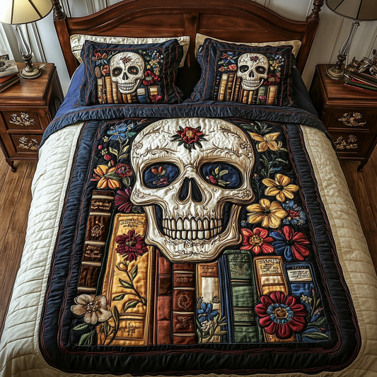 Mystic Skull Library 3-Piece Quilted Bedding Set GFTOTP6006