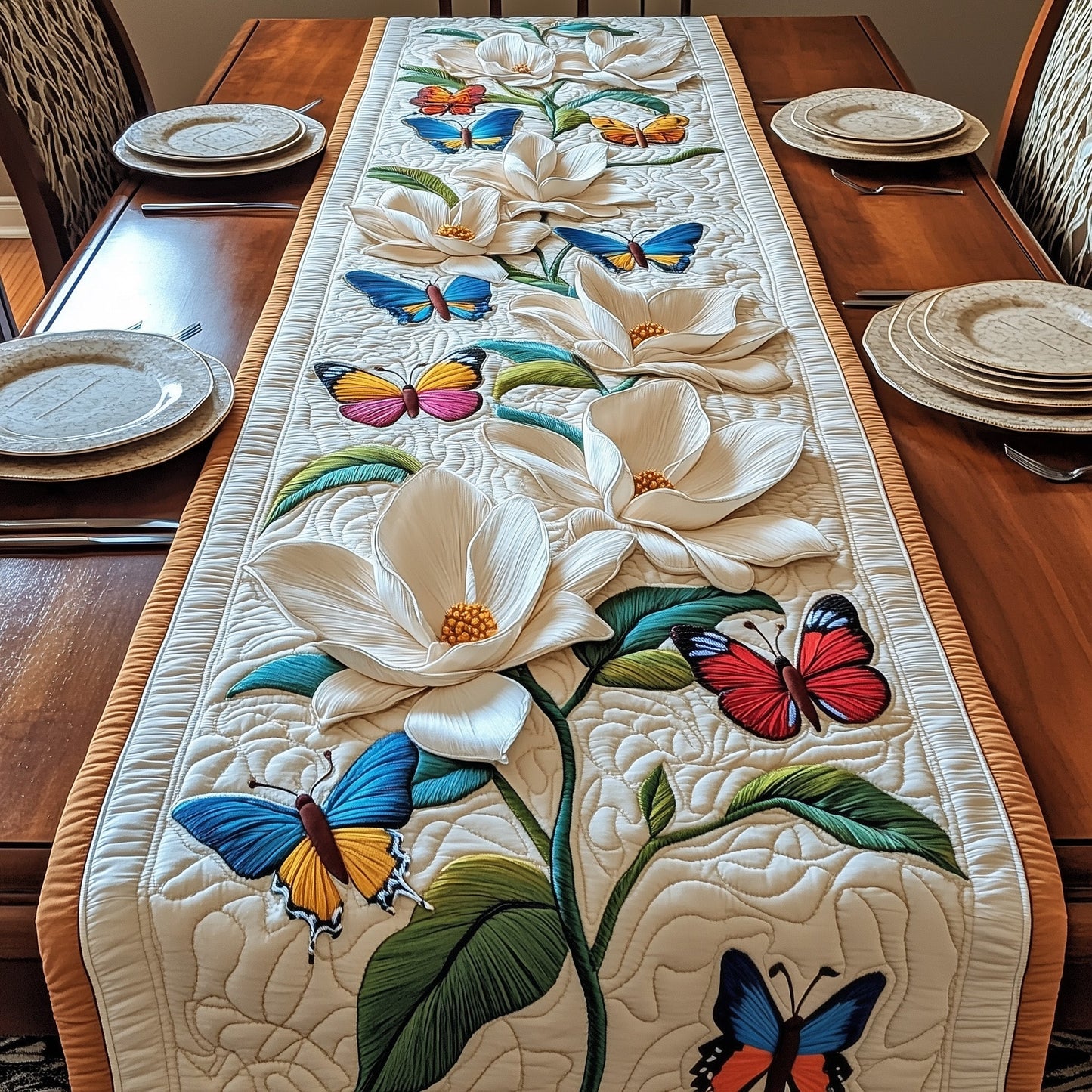Butterfly Magnolia Quilted Table Runner GFTOTP6022