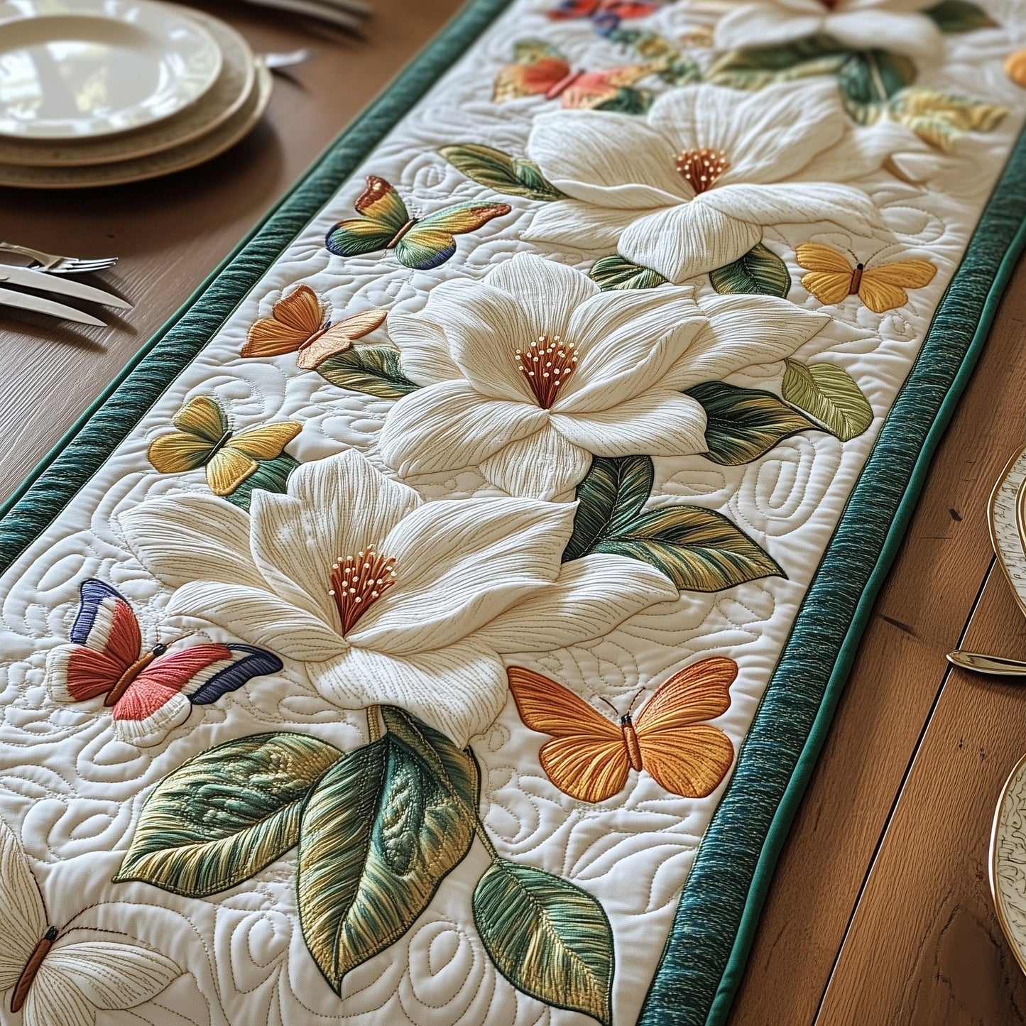 Butterfly Magnolia Quilted Table Runner GFTOTP6023