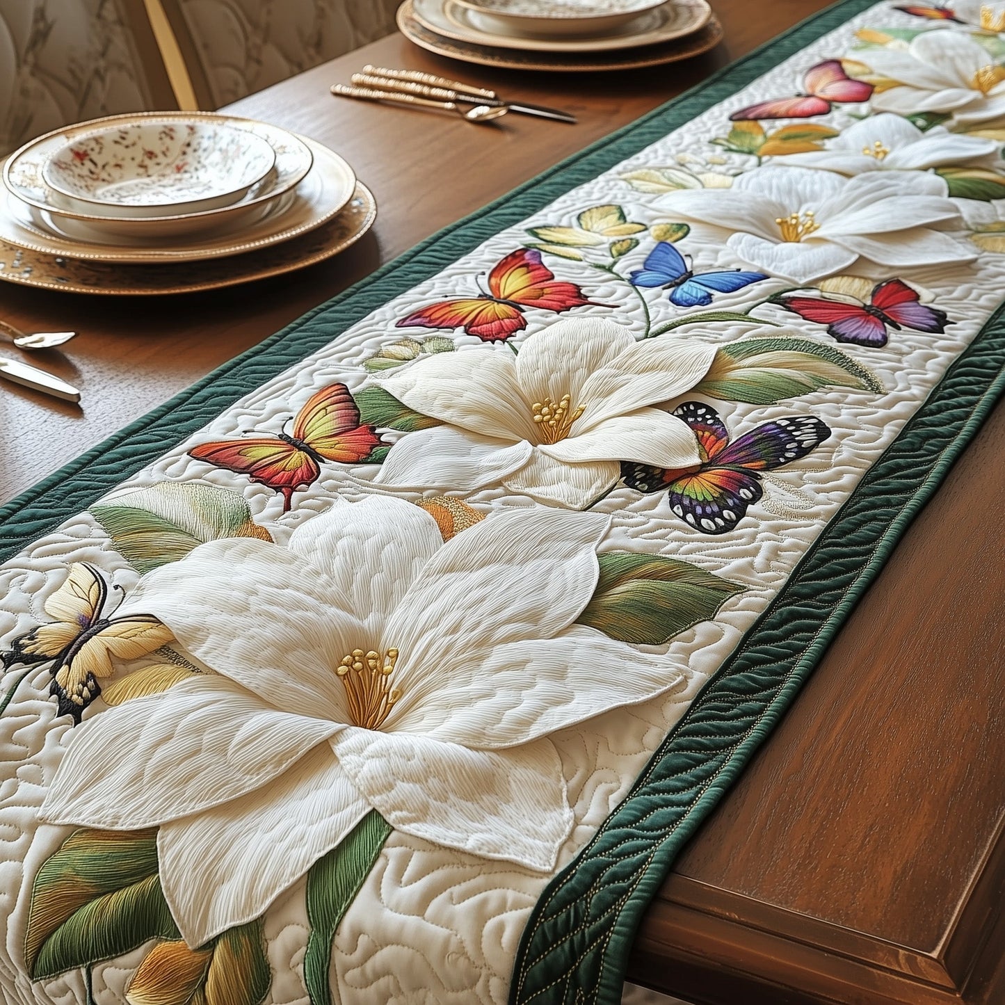 Butterfly Magnolia Quilted Table Runner GFTOTP6024