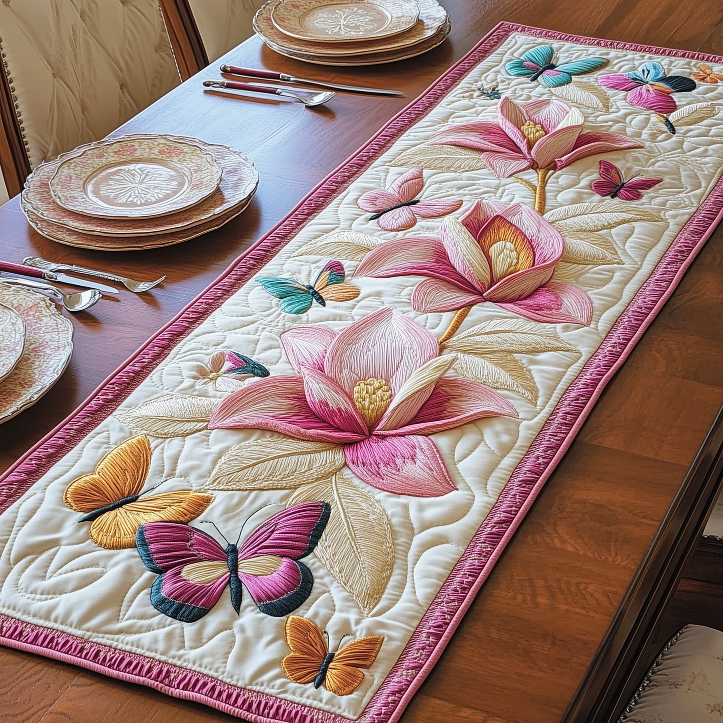Butterfly Magnolia Quilted Table Runner GFTOTP6027