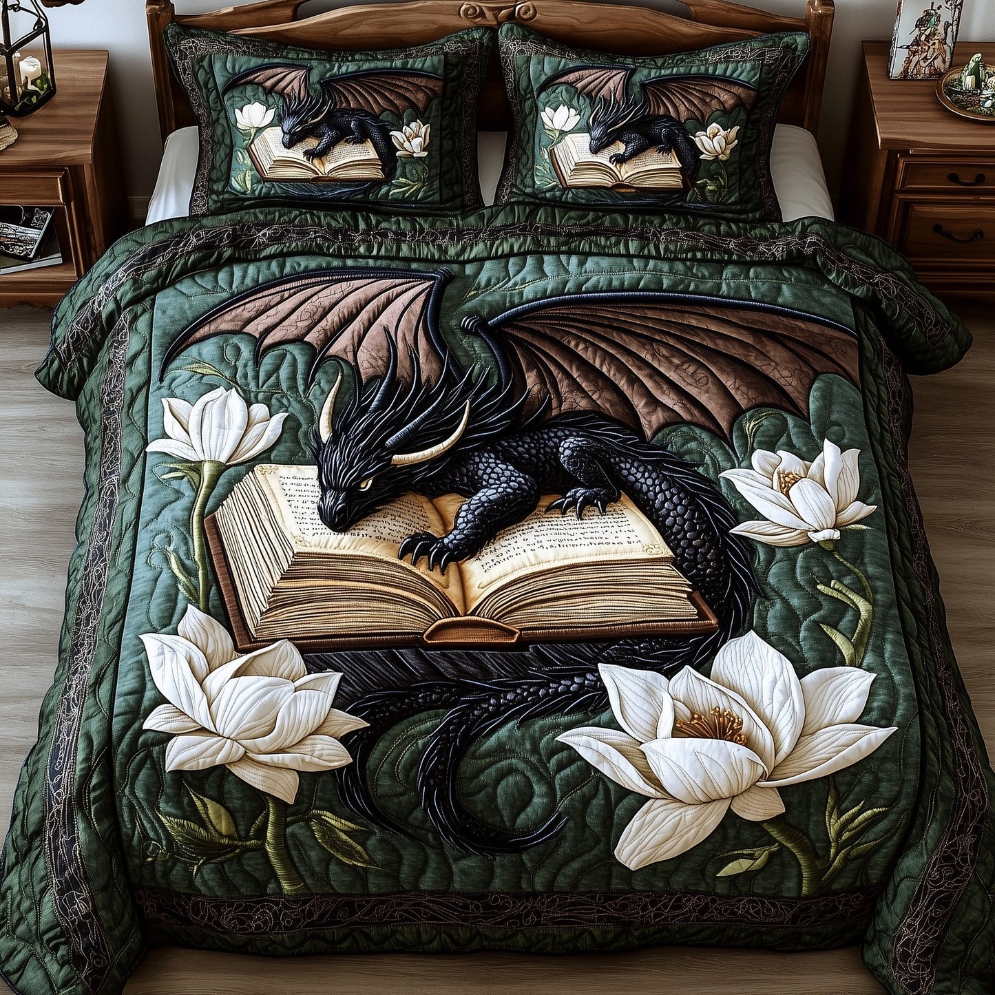 Mystic Library Guardian 3-Piece Quilted Bedding Set GFTOTP6030