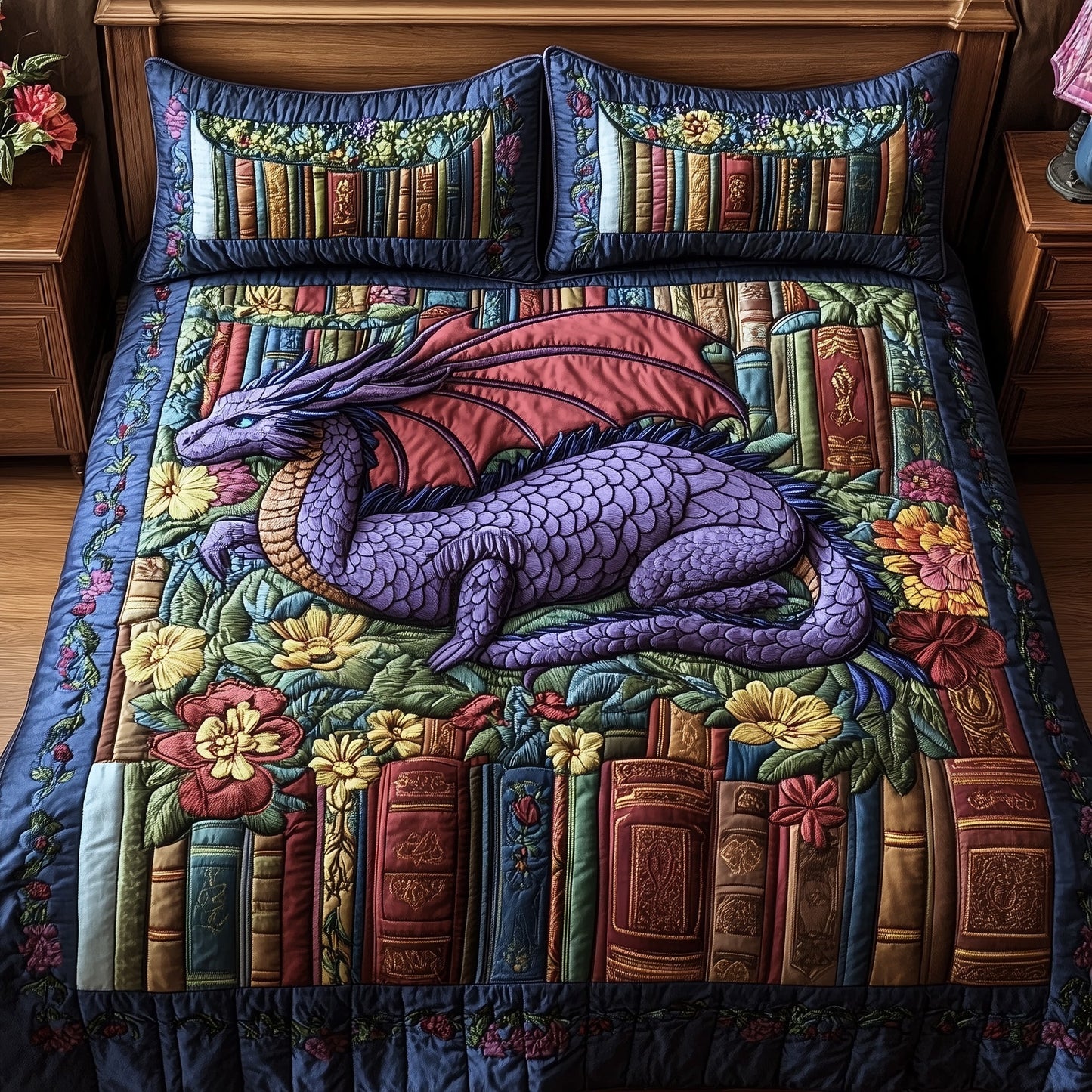 Mystic Library Guardian 3-Piece Quilted Bedding Set GFTOTP6031