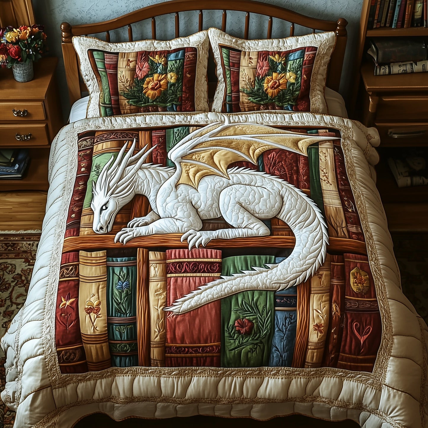 Mystic Library Guardian 3-Piece Quilted Bedding Set GFTOTP6032