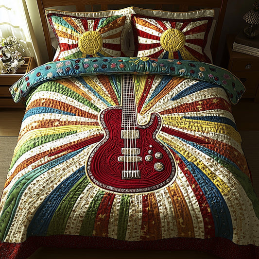 Groovy Strings 3-Piece Quilted Bedding Set GFTOTP6044