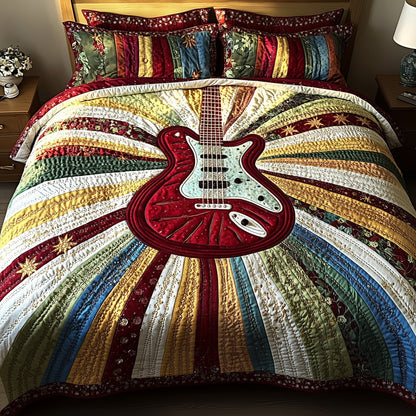 Groovy Strings 3-Piece Quilted Bedding Set GFTOTP6045