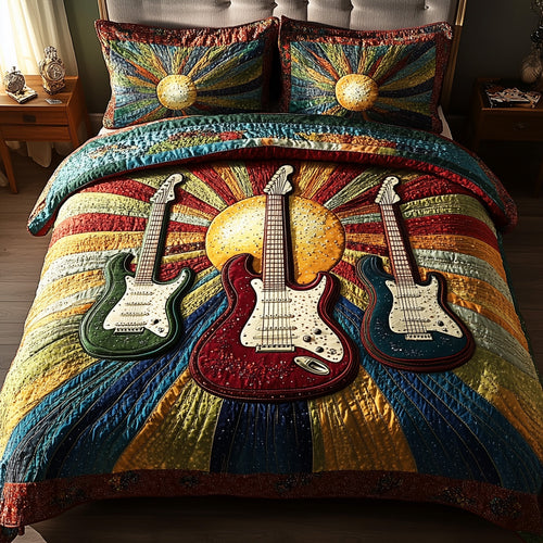 Groovy Strings 3-Piece Quilted Bedding Set GFTOTP6046