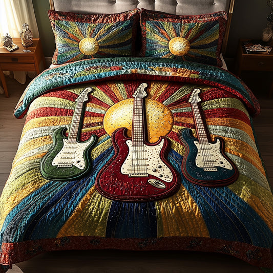 Groovy Strings 3-Piece Quilted Bedding Set GFTOTP6046