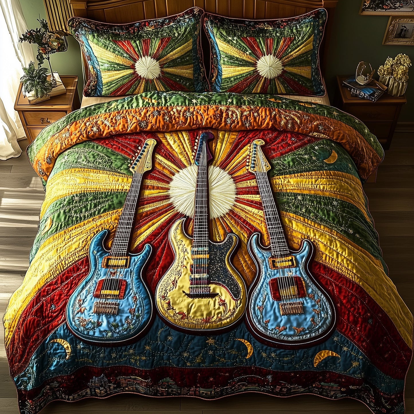 Groovy Strings 3-Piece Quilted Bedding Set GFTOTP6047
