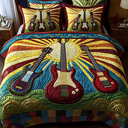 Groovy Strings 3-Piece Quilted Bedding Set GFTOTP6048