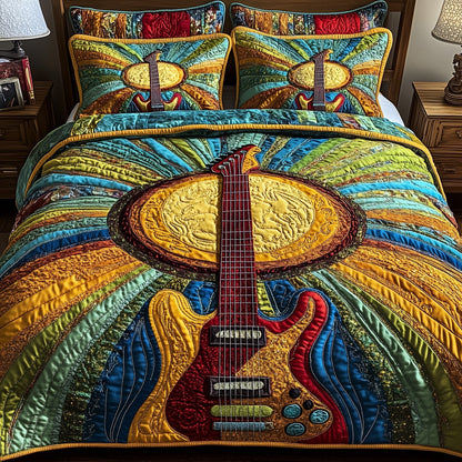 Groovy Strings 3-Piece Quilted Bedding Set GFTOTP6049