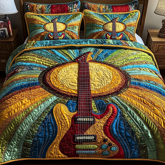 Groovy Strings 3-Piece Quilted Bedding Set GFTOTP6049