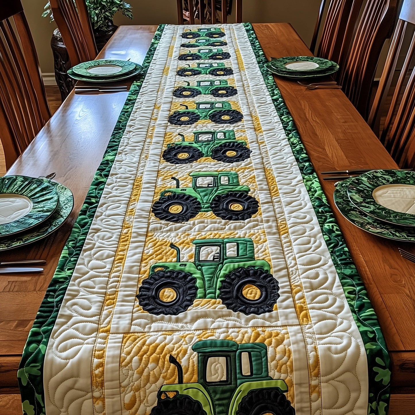 Rustic Farm Tractor Quilted Table Runner GFTOTP6050