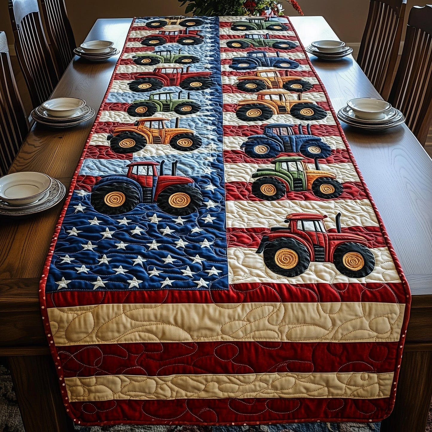 Rustic Farm Tractor Quilted Table Runner GFTOTP6066
