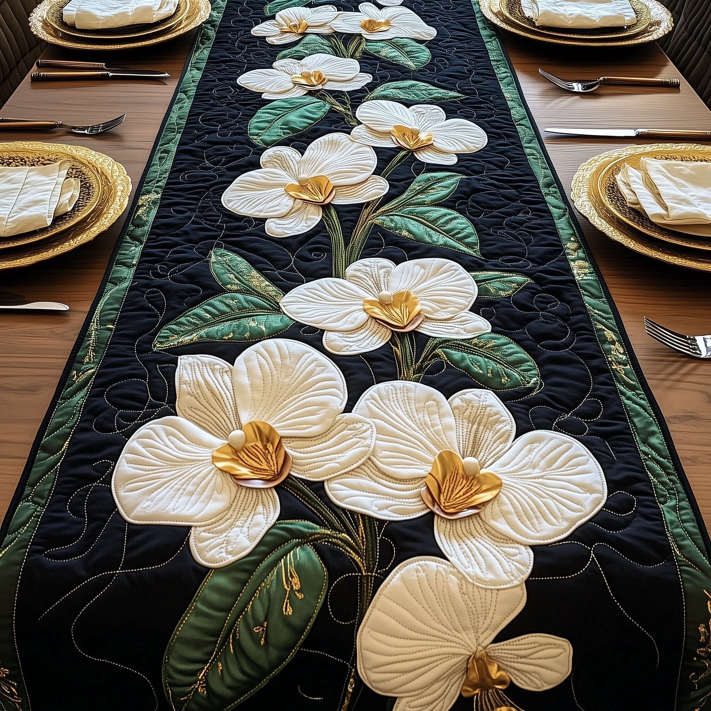 Elegant Orchid Bloom Quilted Table Runner GFTOTP6097