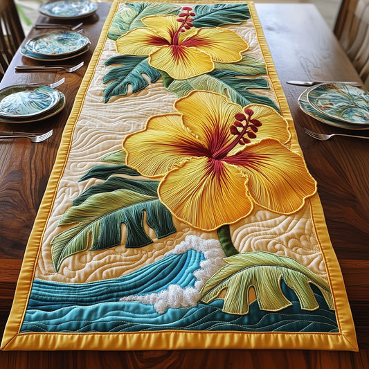 Tropical Yellow Hibiscus Quilted Table Runner GFTOTP6175