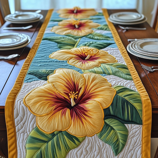 Tropical Yellow Hibiscus Quilted Table Runner GFTOTP6177