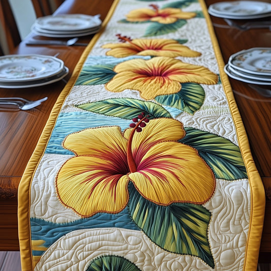 Tropical Yellow Hibiscus Quilted Table Runner GFTOTP6178