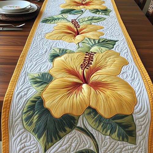 Tropical Yellow Hibiscus Quilted Table Runner GFTOTP6179