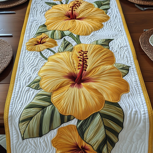 Tropical Yellow Hibiscus Quilted Table Runner GFTOTP6181