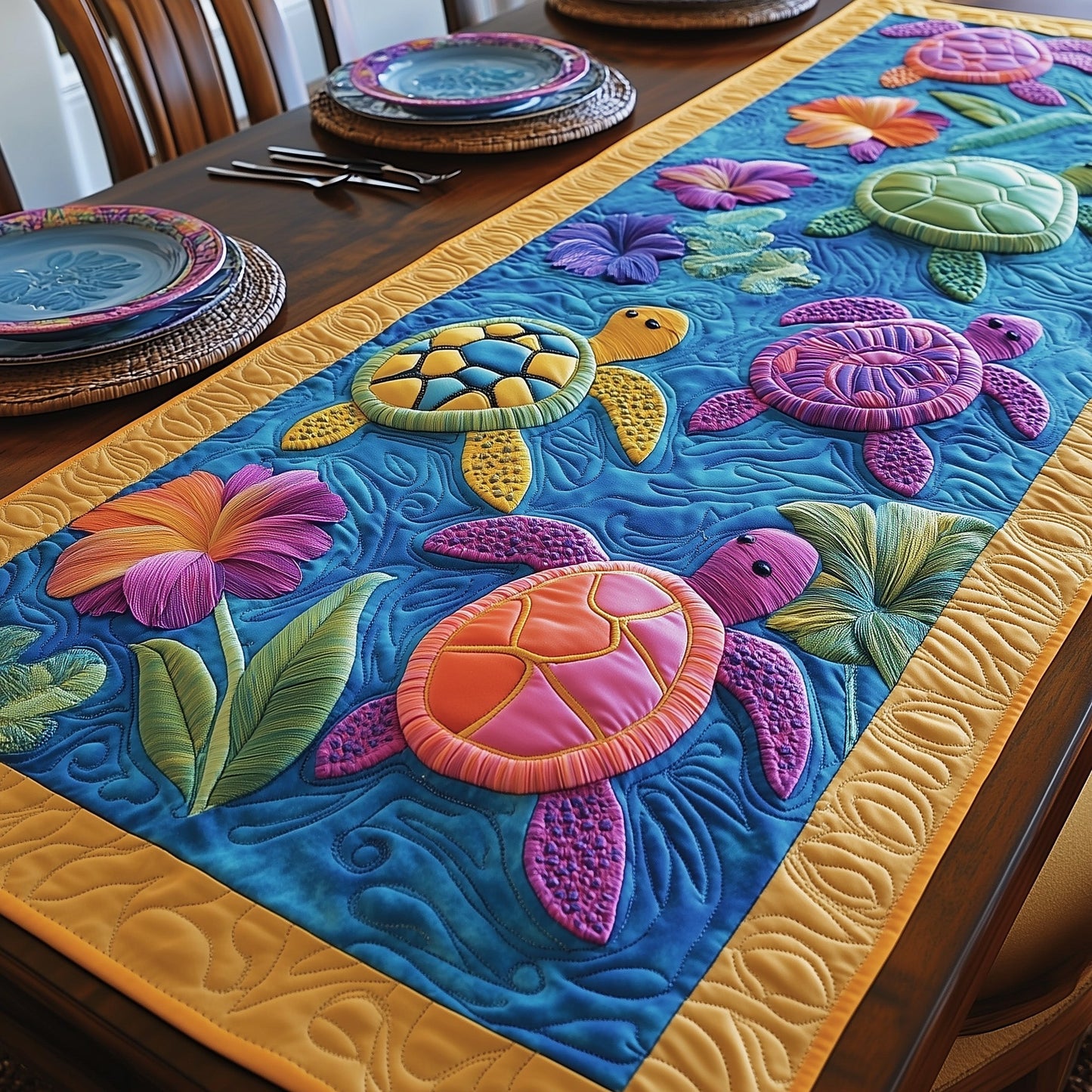 Tropical Turtle Quilted Table Runner GFTOTP6230